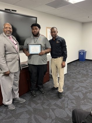 In the attached photo from left to right are Dannie Huntley: Director, Office of Custodial Services at the Maryland Aviation Administration,  Daunte Jennings: Chimes DC Intern and Eric Brown: Asst. Program Manager, Chimes DC