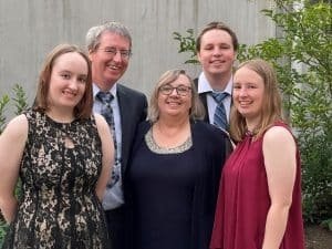 Joey with his family (from left), his sister Jackie, his dad Pat, his mom Michele and his sister Michaela. Photo courtesy of Michele Clune