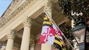 building with a maryland flag